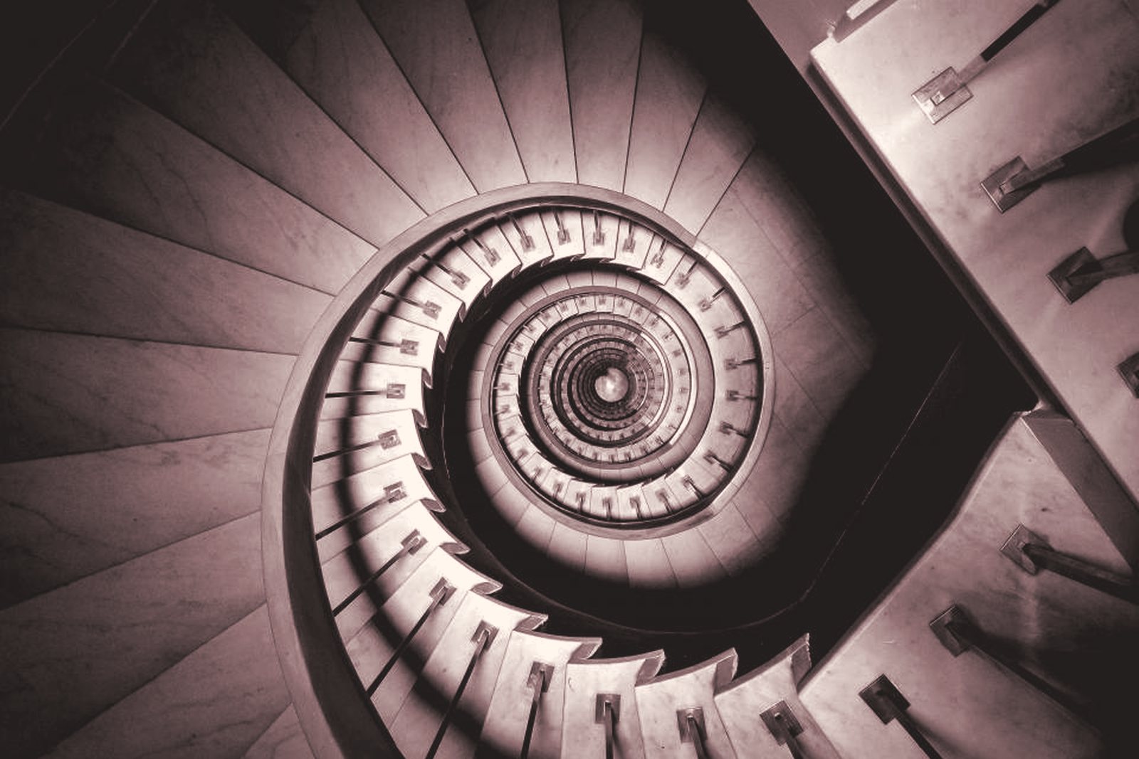 A spiral staircase seen from above